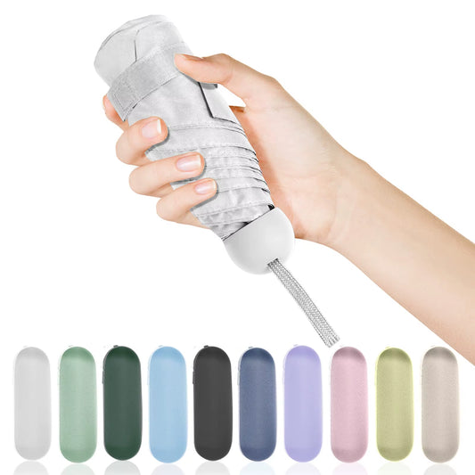 Solid Color Capsule Umbrella - Small Portable Dual Use Sunshade and Rain Protection for Women