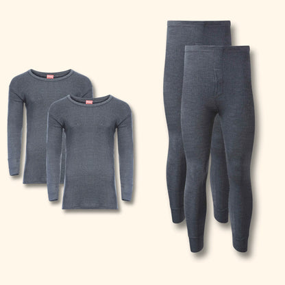Stay Warm and Comfortable with the 2 Pack Men's Thermal Underwear Set - Long Sleeve Tops & Long John Bottoms for Running, Hiking, and Workwear in White, Black, Grey, and Navy