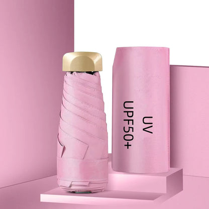 Mini Pocket Umbrella Portable Small Travel Rain Parasol Vinyl Folding Sun Shade Rainproof Umbrella UPF50+ Capsule Umbrellas