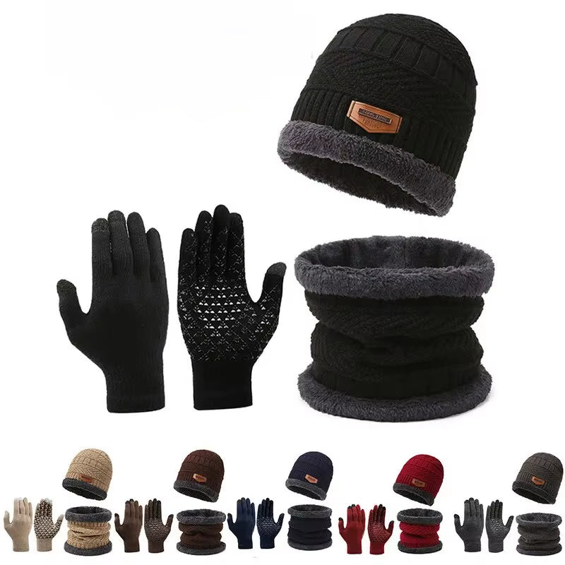 Unisex Winter Warmth Set: Windproof Knitted Hat, Scarf & Gloves - Perfect for Outdoor Adventures!