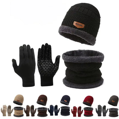 Unisex Winter Warmth Set: Windproof Knitted Hat, Scarf & Gloves - Perfect for Outdoor Adventures!