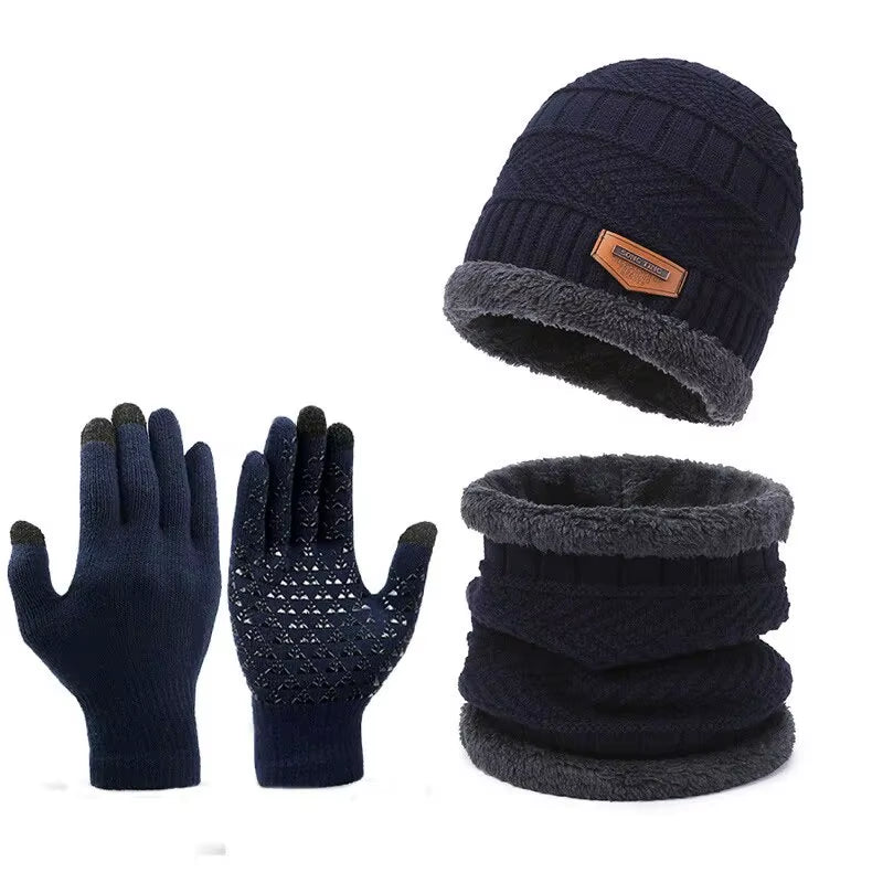 Unisex Winter Warmth Set: Windproof Knitted Hat, Scarf & Gloves - Perfect for Outdoor Adventures!