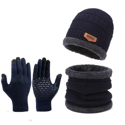 Unisex Winter Warmth Set: Windproof Knitted Hat, Scarf & Gloves - Perfect for Outdoor Adventures!