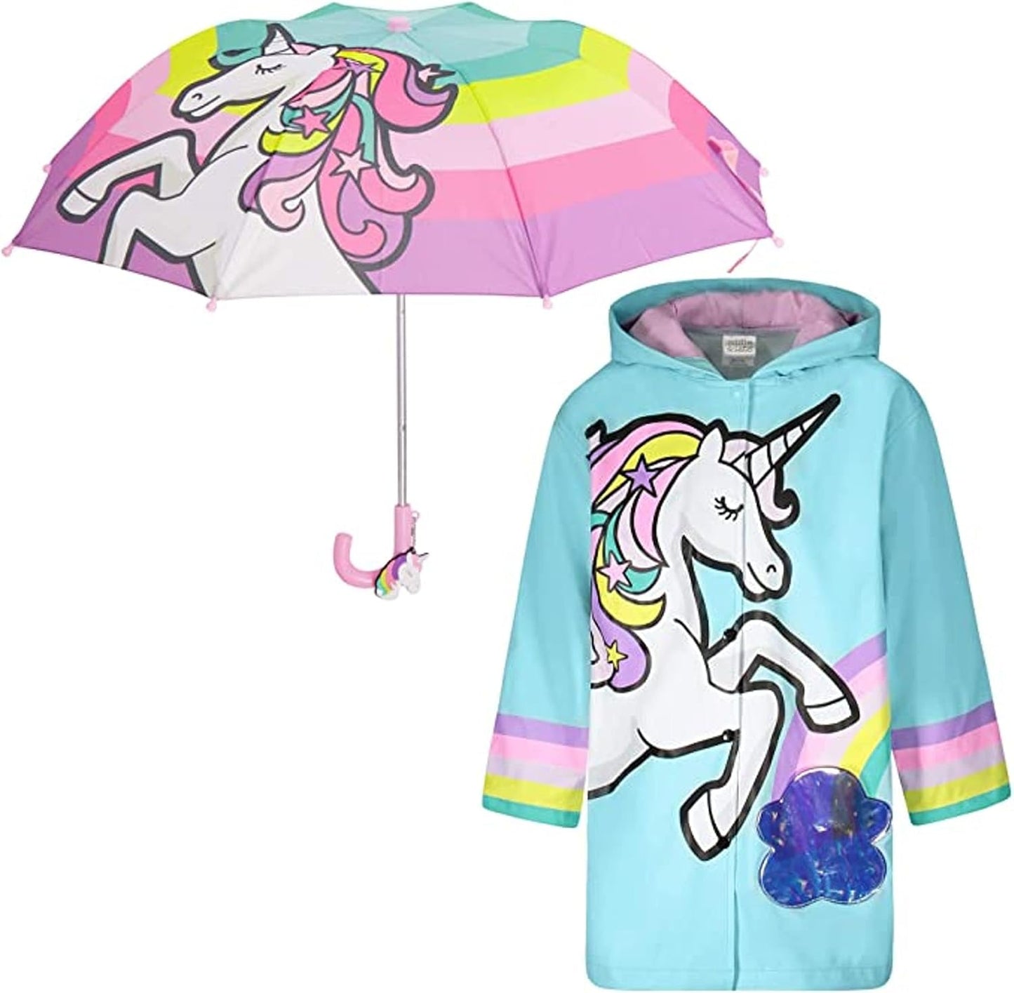 Kids Umbrella for Girls and Boys & Rain Coats Set -Toddler Umbrellas Kids Raincoat Boys Girls Jacket