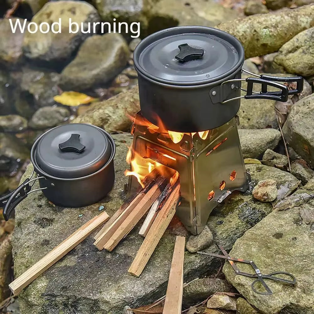 Lightweight Portable Camping Wood Stove - Stainless Steel Folding Firewood Stove for Hiking, BBQ, and Picnics