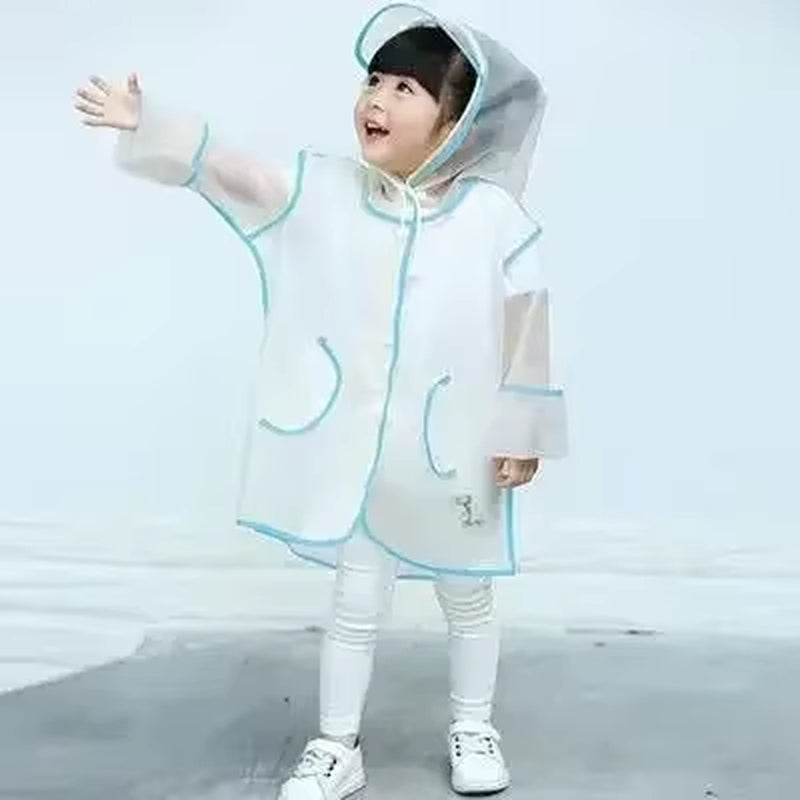 Kids Raincoat Waterproof Rain Poncho Clear Transparent Children Kindergarten School Student Rainsuit Protective Poncho Covers